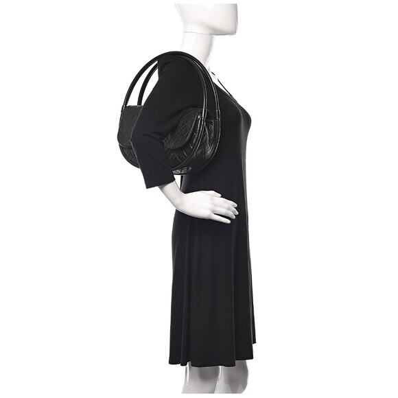 Chanel Medium Hula Hoop Bag Vintage CC Black Lambskin Flap SHW Quilted Rare - Picture 2 of 14